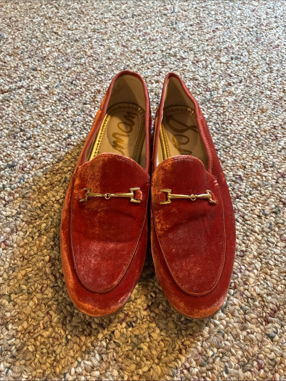 Sam Edelman Lorraine Bit Loafers in Orangey Red Velvet